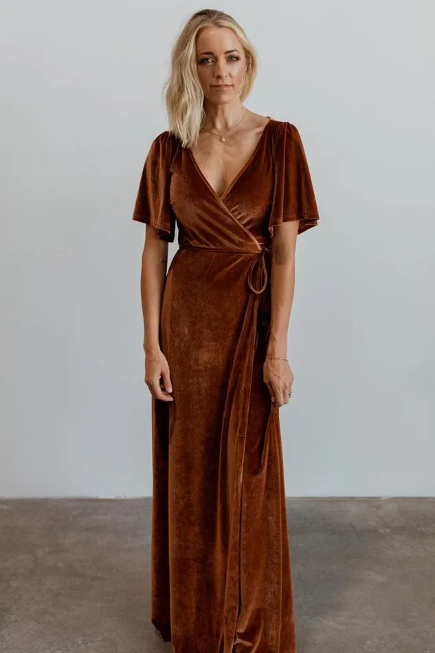 Baltic Born Maxi Dresses Meghan Velvet Wrap Maxi Dress Spice 8211 Women Baltic Born Maxi Dresses Meghan Velvet Wrap Maxi Dress Spice 8211 Women