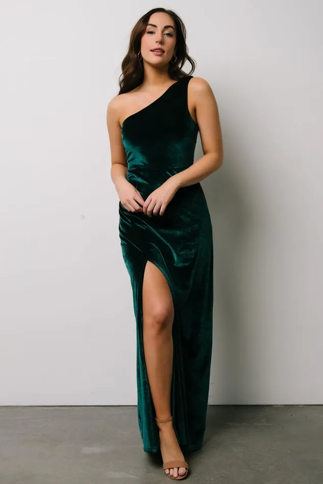Baltic Born Maxi Dresses Tatiana Velvet One Shoulder Maxi Dress Emerald 8211 Women Baltic Born Maxi Dresses Tatiana Velvet One Shoulder Maxi Dress Emerald 8211 Women