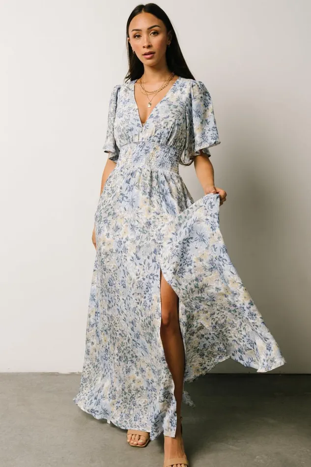 Baltic Born Maxi Dresses Verona Smocked Maxi Dress White Blue Print 8211 Women Baltic Born Maxi Dresses Verona Smocked Maxi Dress White Blue Print 8211 Women