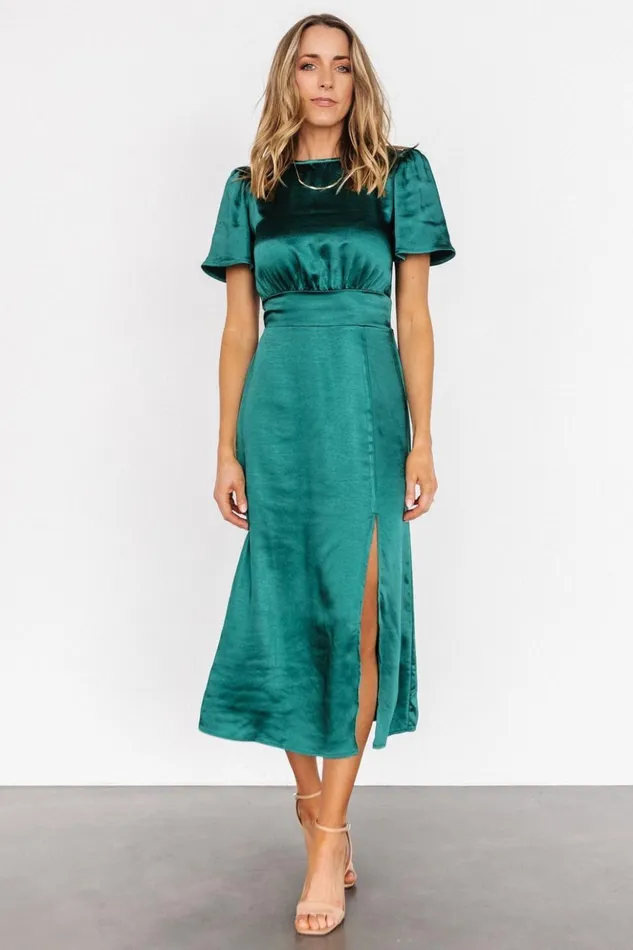 Baltic Born Midi Dresses Allie Satin Dress Emerald 8211 Women Baltic Born Midi Dresses Allie Satin Dress Emerald 8211 Women