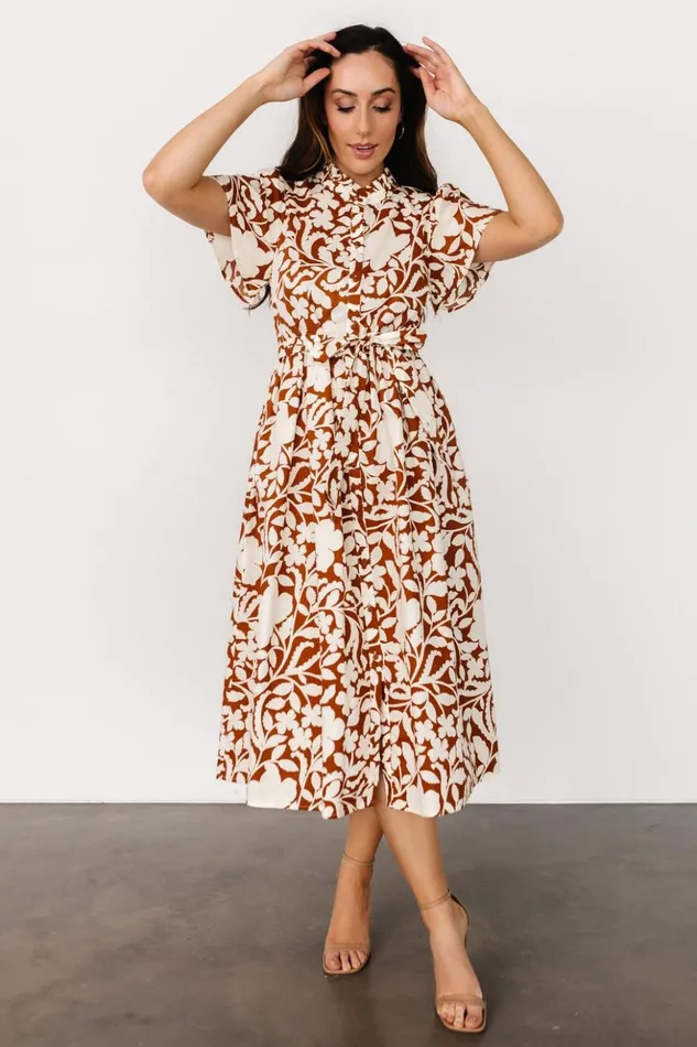 Baltic Born Midi Dresses Aurelia Button Down Midi Dress Cream Camel 8211 Women Baltic Born Midi Dresses Aurelia Button Down Midi Dress Cream Camel 8211 Women