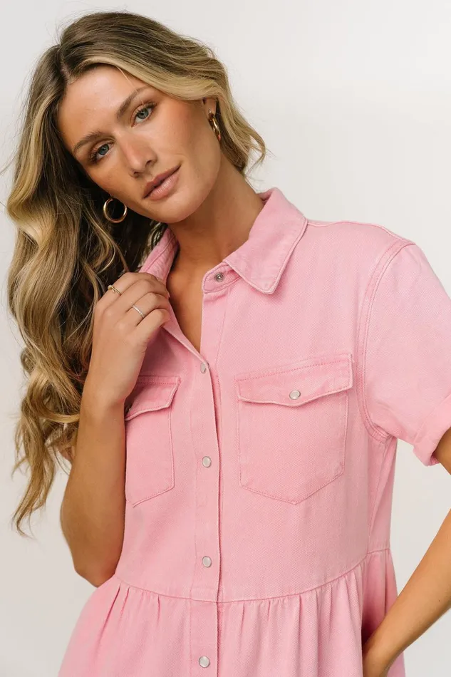 Baltic Born Midi Dresses Belmont Denim Midi Dress Pink 8211 Women Baltic Born Midi Dresses Belmont Denim Midi Dress Pink 8211 Women