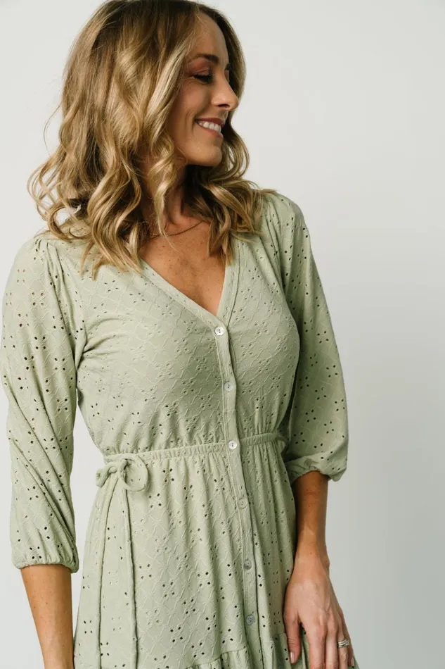Baltic Born Midi Dresses Carey Button Down Tiered Dress Light Sage 8211 Women Baltic Born Midi Dresses Carey Button Down Tiered Dress Light Sage 8211 Women