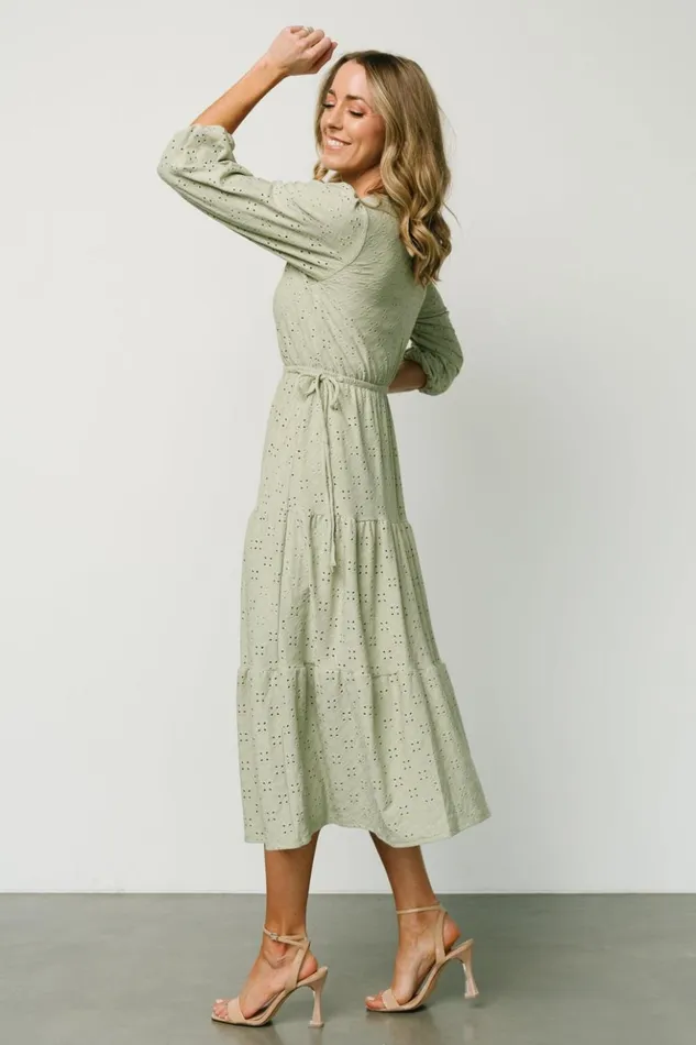 Baltic Born Midi Dresses Carey Button Down Tiered Dress Light Sage 8211 Women Baltic Born Midi Dresses Carey Button Down Tiered Dress Light Sage 8211 Women
