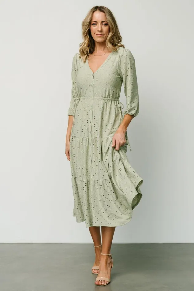Baltic Born Midi Dresses Carey Button Down Tiered Dress Light Sage 8211 Women Baltic Born Midi Dresses Carey Button Down Tiered Dress Light Sage 8211 Women