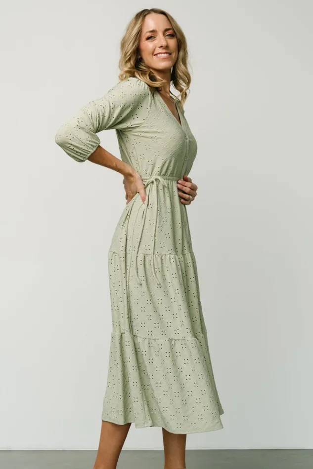 Baltic Born Midi Dresses Carey Button Down Tiered Dress Light Sage 8211 Women Baltic Born Midi Dresses Carey Button Down Tiered Dress Light Sage 8211 Women