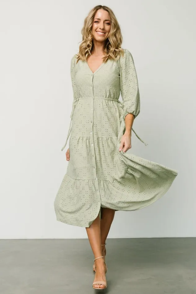 Baltic Born Midi Dresses Carey Button Down Tiered Dress Light Sage 8211 Women Baltic Born Midi Dresses Carey Button Down Tiered Dress Light Sage 8211 Women