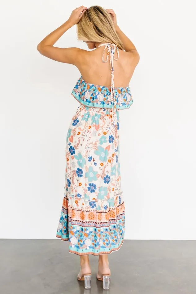 Baltic Born Midi Dresses Dali Midi Dress Natural Blue Floral 8211 Women Baltic Born Midi Dresses Dali Midi Dress Natural Blue Floral 8211 Women