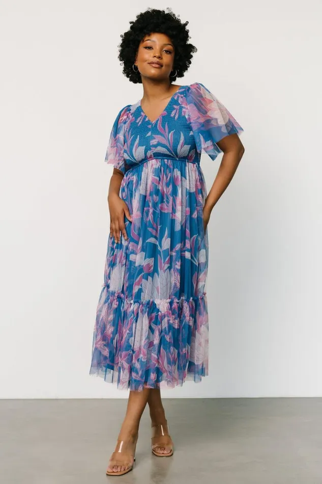 Baltic Born Midi Dresses Gracie Tulle Dress Blue Pink Floral 8211 Women Baltic Born Midi Dresses Gracie Tulle Dress Blue Pink Floral 8211 Women