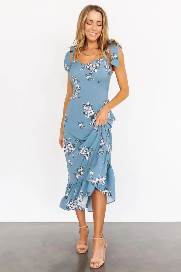 Baltic Born Midi Dresses Krissy Midi Dress Dusty Blue Floral 8211 Women Baltic Born Midi Dresses Krissy Midi Dress Dusty Blue Floral 8211 Women