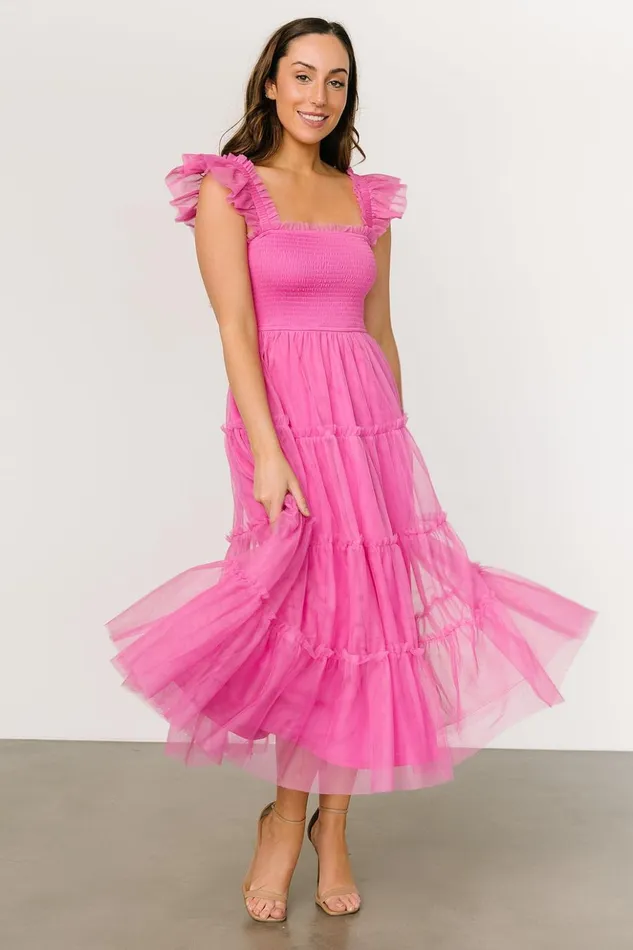 Baltic Born Midi Dresses Mindi Tulle Midi Dress Pink 8211 Women Baltic Born Midi Dresses Mindi Tulle Midi Dress Pink 8211 Women