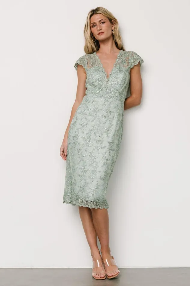 Baltic Born Midi Dresses Oriana Embossed Shimmer Midi Dress Sage 8211 Women Baltic Born Midi Dresses Oriana Embossed Shimmer Midi Dress Sage 8211 Women