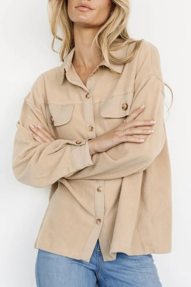 Baltic Born Outerwear Duke Button Up Top Taupe 8211 Women Baltic Born Outerwear Duke Button Up Top Taupe 8211 Women