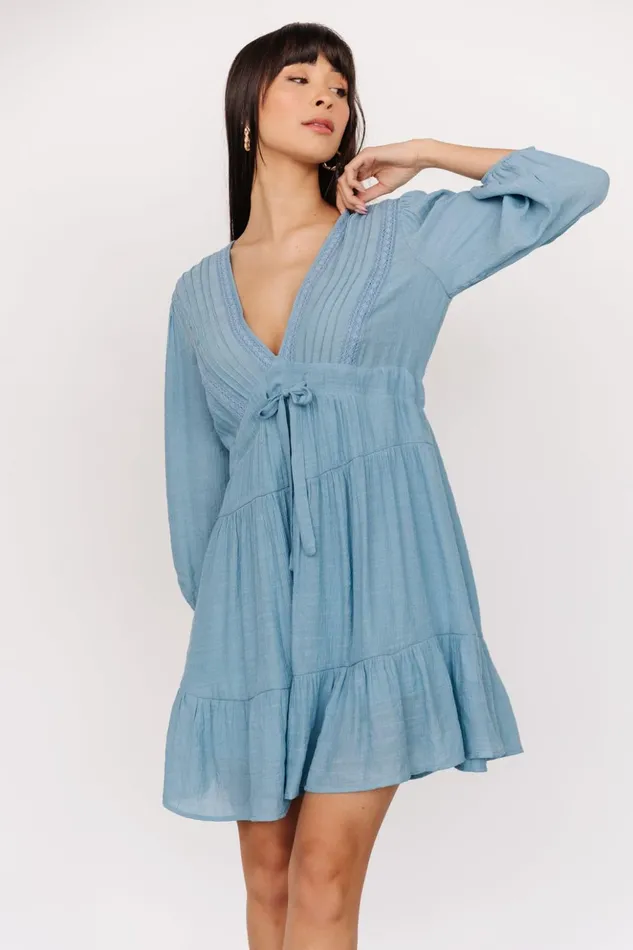 Baltic Born Short Dresses Amelia Boho Mini Dress Blue 8211 Women