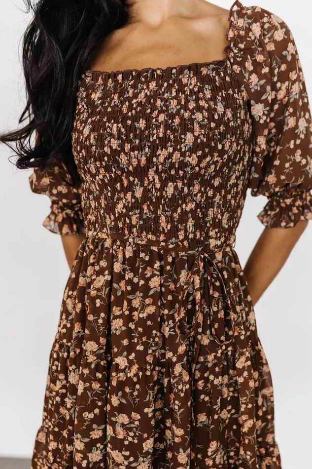 Baltic Born Short Dresses Azlyn Smocked Short Dress Copper Floral 8211 Women Baltic Born Short Dresses Azlyn Smocked Short Dress Copper Floral 8211 Women