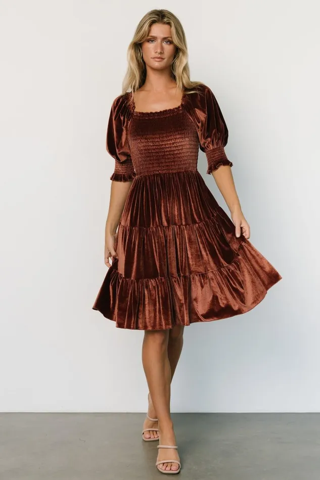 Baltic Born Short Dresses Bliss Smocked Velvet Short Dress Desert Rose 8211 Women Baltic Born Short Dresses Bliss Smocked Velvet Short Dress Desert Rose 8211 Women