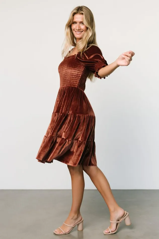 Baltic Born Short Dresses Bliss Smocked Velvet Short Dress Desert Rose 8211 Women Baltic Born Short Dresses Bliss Smocked Velvet Short Dress Desert Rose 8211 Women