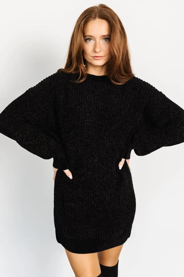 Baltic Born Short Dresses Christa Sweater Dress Black 8211 Women Baltic Born Short Dresses Christa Sweater Dress Black 8211 Women