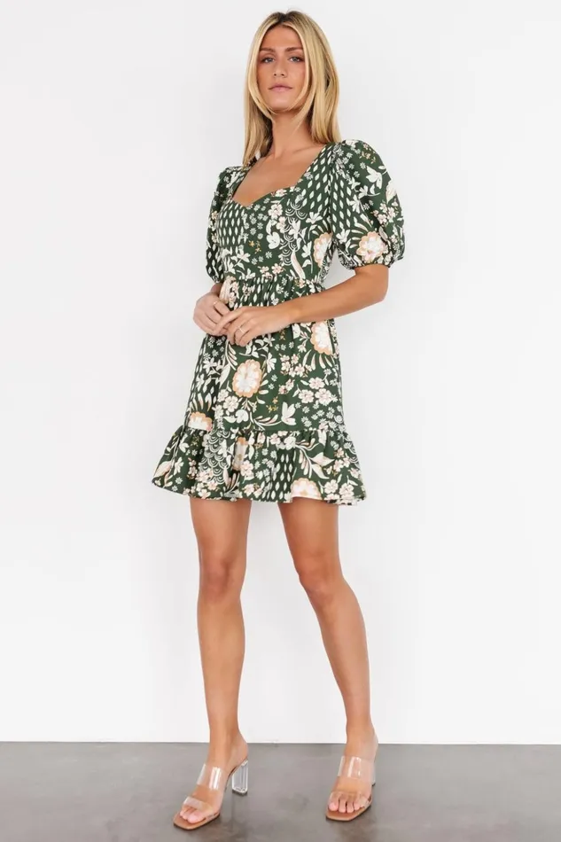 Baltic Born Short Dresses Clea Sweetheart Mini Dress Olive Multi 8211 Women