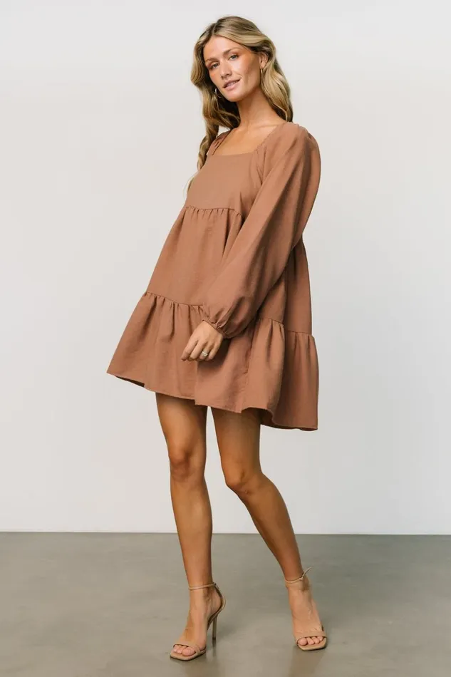 Baltic Born Short Dresses Selena Tiered Mini Dress Dusty Mauve 8211 Women Baltic Born Short Dresses Selena Tiered Mini Dress Dusty Mauve 8211 Women