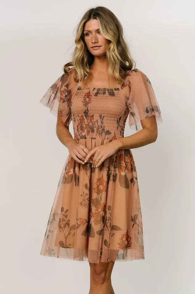 Baltic Born Short Dresses Tivoli Tulle Short Dress Copper Floral 8211 Women Baltic Born Short Dresses Tivoli Tulle Short Dress Copper Floral 8211 Women