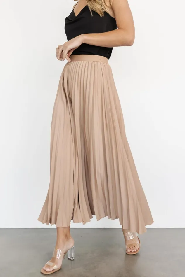 Baltic Born Skirts Elliot Pleated Satin Skirt Sand 8211 Women Baltic Born Skirts Elliot Pleated Satin Skirt Sand 8211 Women