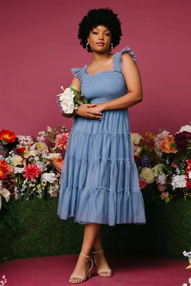 Baltic Born The Guest Edit Emma Smocked Tulle Dress Slate Blue 8211 Women Baltic Born The Guest Edit Emma Smocked Tulle Dress Slate Blue 8211 Women