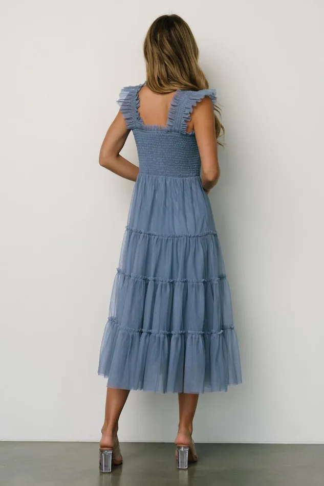 Baltic Born The Guest Edit Emma Smocked Tulle Dress Slate Blue 8211 Women Baltic Born The Guest Edit Emma Smocked Tulle Dress Slate Blue 8211 Women