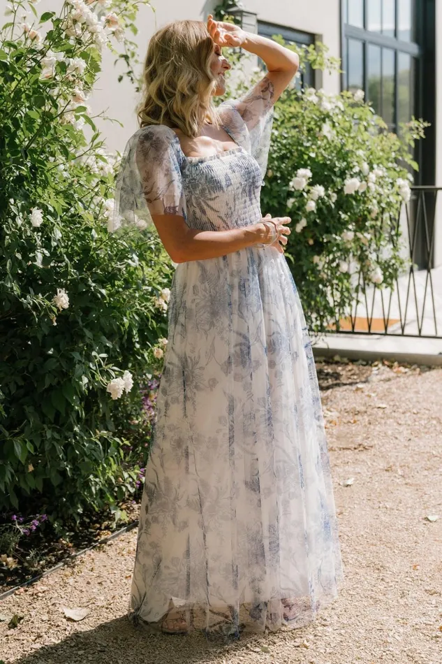 Baltic Born Tulle Styles Cassandra Tulle Maxi Dress Blue White Floral 8211 Women Baltic Born Tulle Styles Cassandra Tulle Maxi Dress Blue White Floral 8211 Women