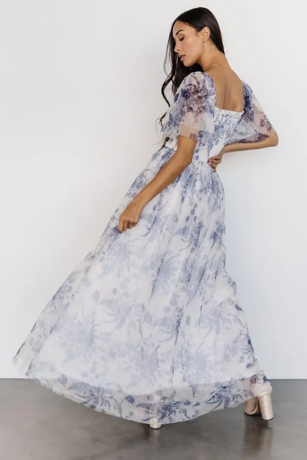 Baltic Born Tulle Styles Cassandra Tulle Maxi Dress Blue White Floral 8211 Women Baltic Born Tulle Styles Cassandra Tulle Maxi Dress Blue White Floral 8211 Women
