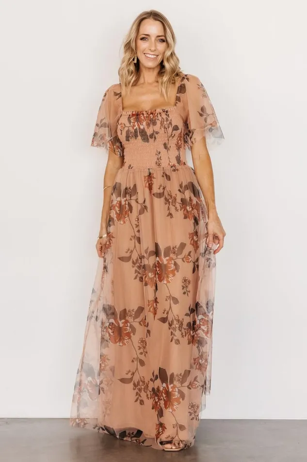 Baltic Born Tulle Styles Cassandra Tulle Maxi Dress Copper Floral 8211 Women Baltic Born Tulle Styles Cassandra Tulle Maxi Dress Copper Floral 8211 Women