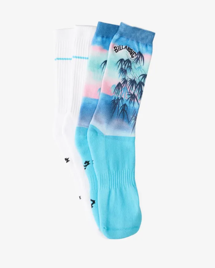 Billabong 2Pack TieDye Crew Socks Blue Men Socks Billabong 2Pack TieDye Crew Socks Blue Men Socks