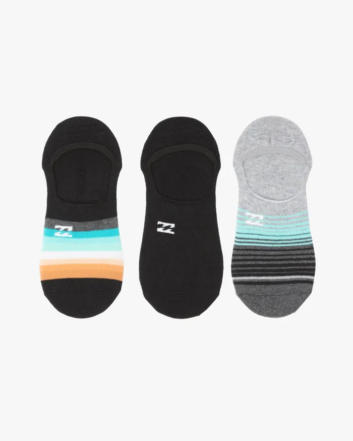 Billabong 3 Pack Faded Stripe NoShow Socks Black Men Socks Billabong 3 Pack Faded Stripe NoShow Socks Black Men Socks