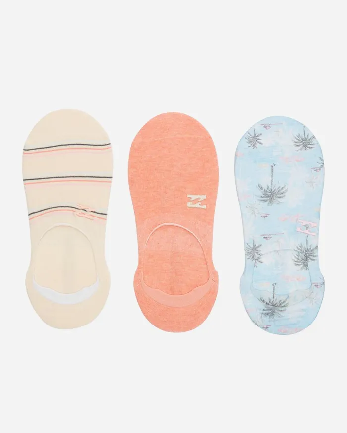 Billabong 3Pack Safari Nights No Show Socks Light Blue Women Socks