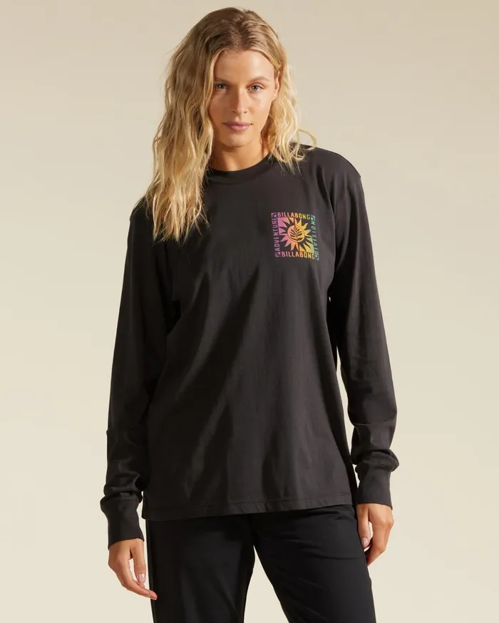 Billabong ADiv Long Sleeve TShirt Off Black 1 Women Graphic Tees and Tanks