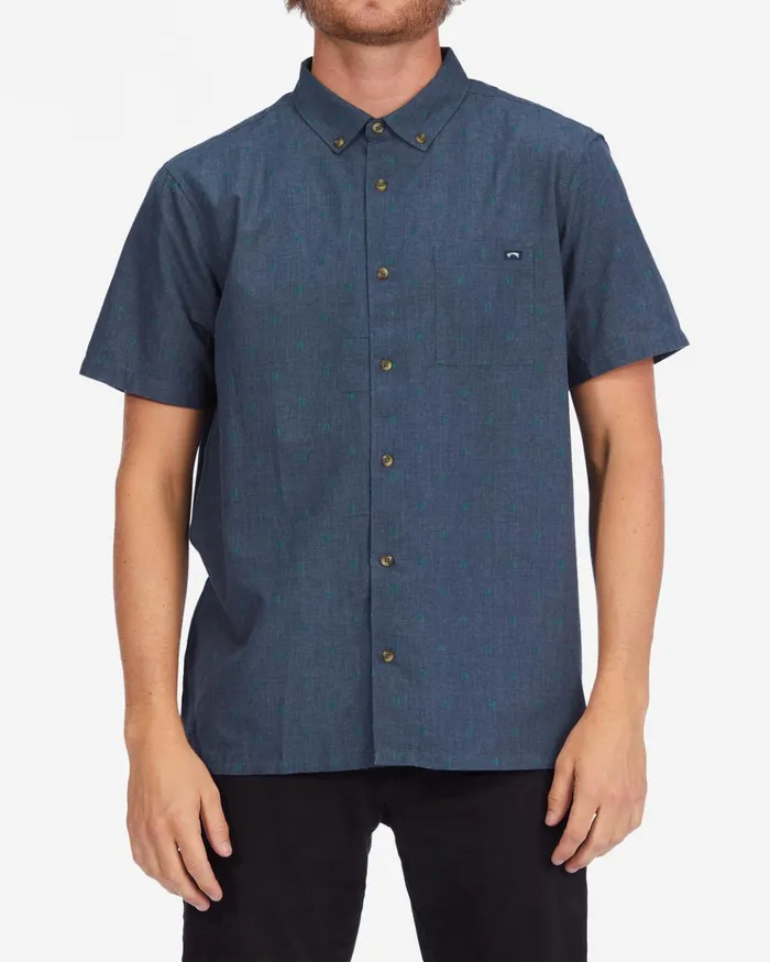 Billabong All Day Jacquard Organic Short Sleeve Shirt Navy Heather Men Shirts Billabong All Day Jacquard Organic Short Sleeve Shirt Navy Heather Men Shirts