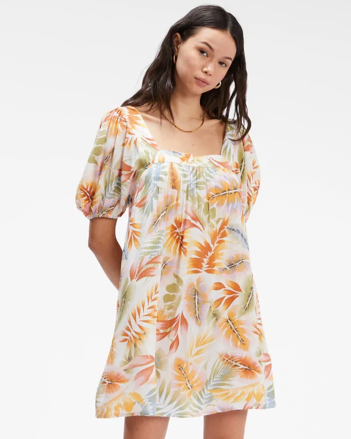 Billabong Bay Side Babydoll Dress WhiteMulti Women Dresses Billabong Bay Side Babydoll Dress WhiteMulti Women Dresses