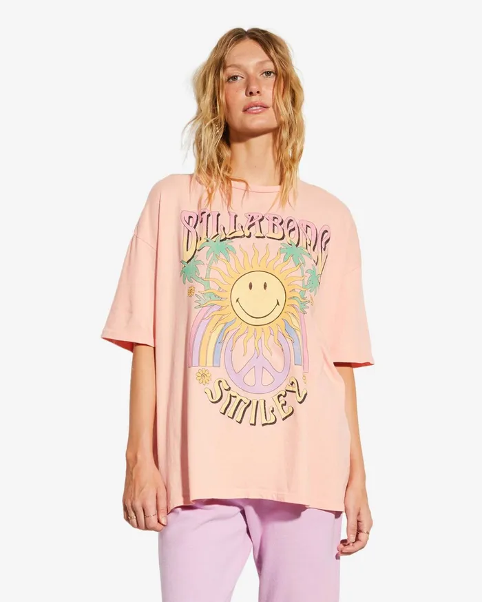 Billabong Billabong X Smiley True Boy Oversized TShirt Peach Kiss Women Tops