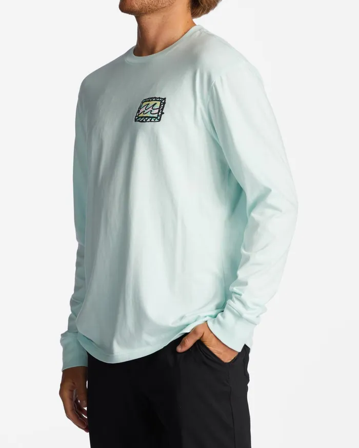 Billabong Crayon Wave Long Sleeve TShirt Seaglass Men TShirts