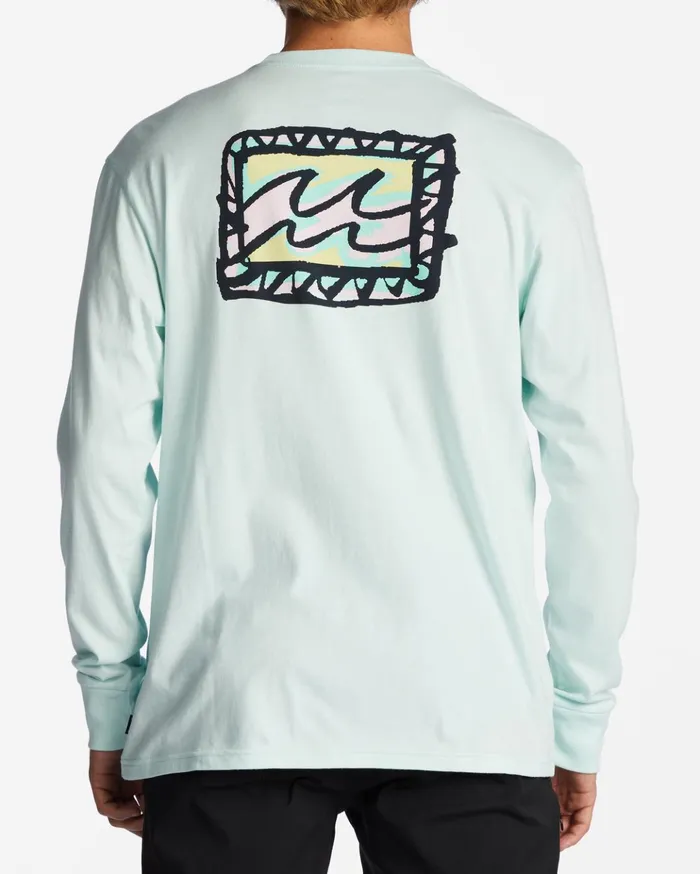 Billabong Crayon Wave Long Sleeve TShirt Seaglass Men TShirts