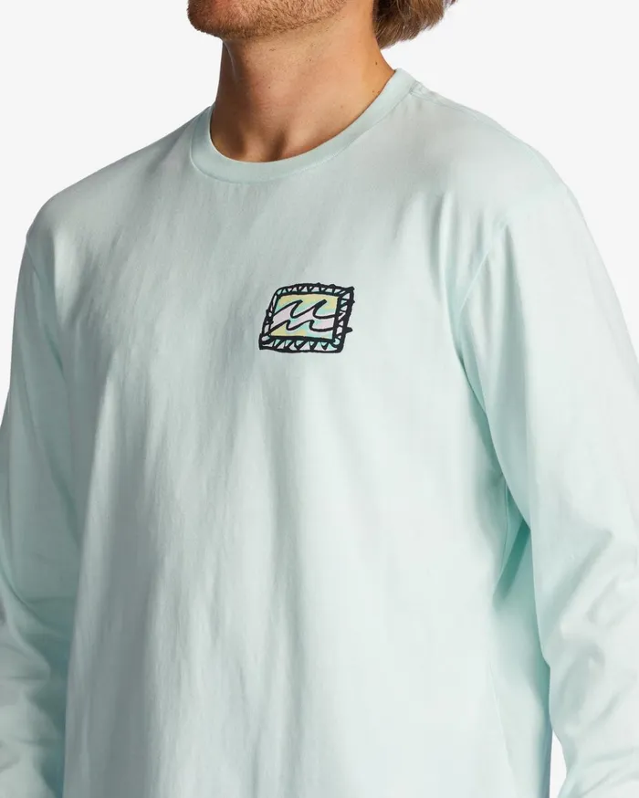Billabong Crayon Wave Long Sleeve TShirt Seaglass Men TShirts