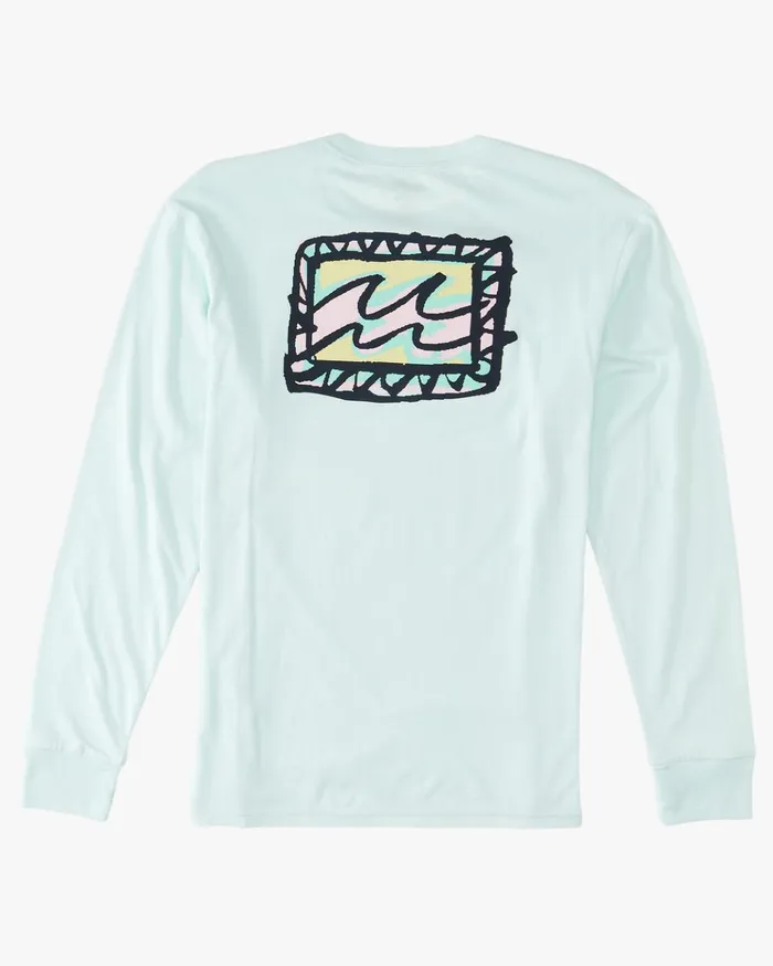 Billabong Crayon Wave Long Sleeve TShirt Seaglass Men TShirts