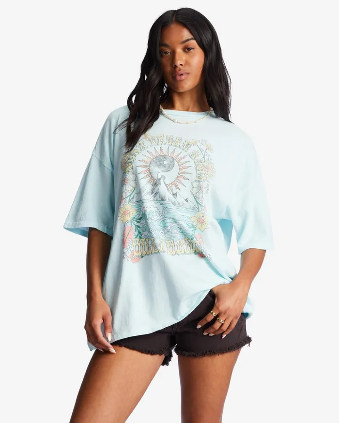 Billabong Daydream Away Oversized TShirt Lit Skies Women Graphic Tees and Tanks Billabong Daydream Away Oversized TShirt Lit Skies Women Graphic Tees and Tanks