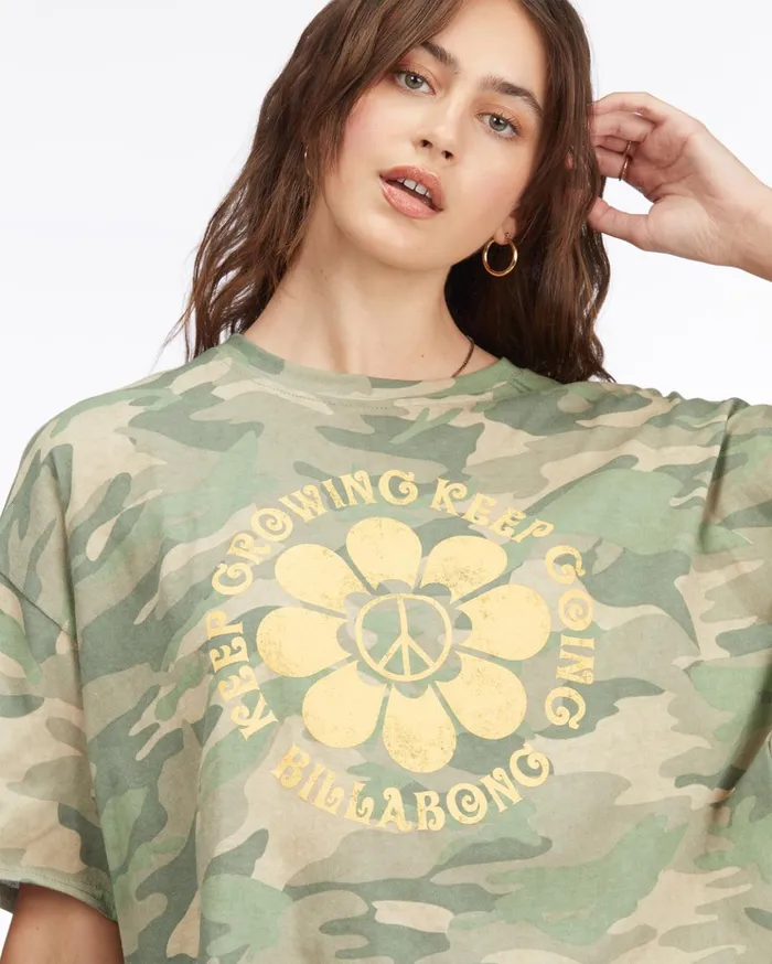Billabong Feeling Free Graphic TShirt Camo Women Tops Billabong Feeling Free Graphic TShirt Camo Women Tops