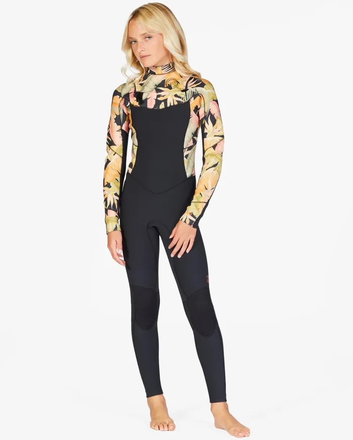 Billabong Girls039 32 Salty Dayz Chest ZipFull Wetsuit Jungle Night WomenKids Billabong Surf Capsule