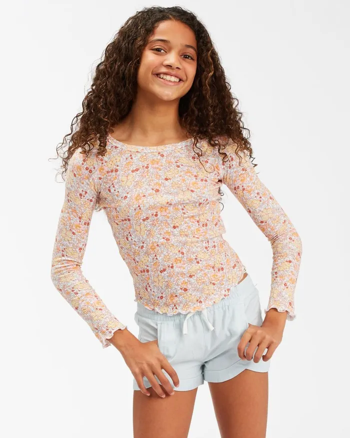 Billabong Girls039 Picking Flowers Long Sleeve Knit Top WhiteMulti Kids Girls039 Tops and Tees Billabong Girls039 Picking Flowers Long Sleeve Knit Top WhiteMulti Kids Girls039 Tops and Tees