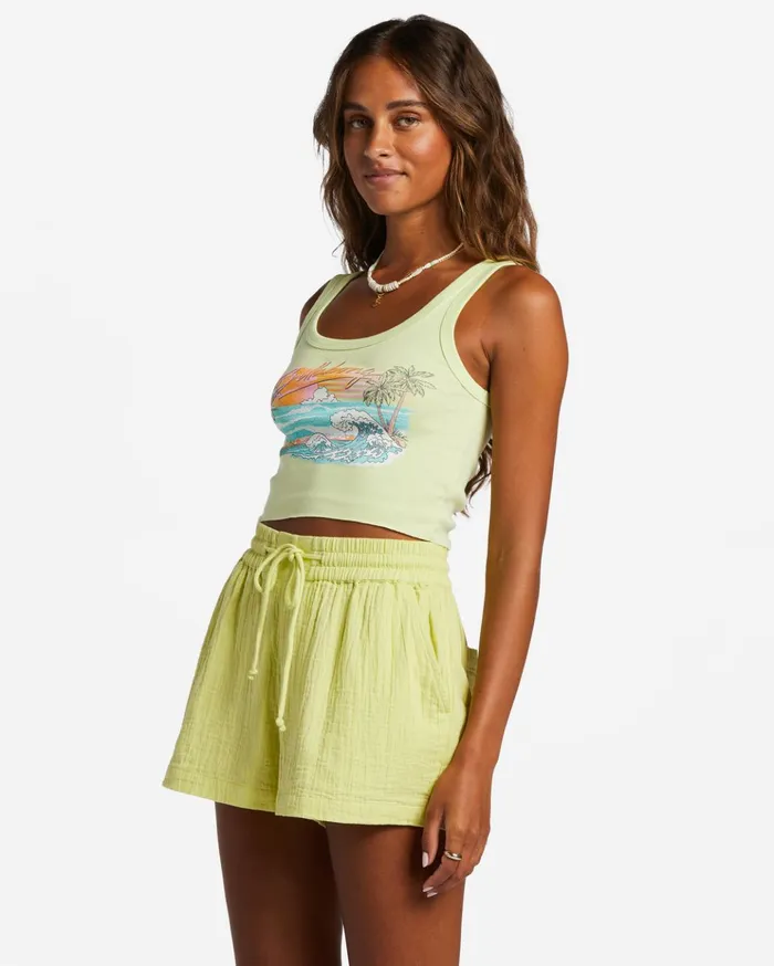 Billabong Just My Vibe Tank Top Light Lime Women Graphic Tees and Tanks Billabong Just My Vibe Tank Top Light Lime Women Graphic Tees and Tanks