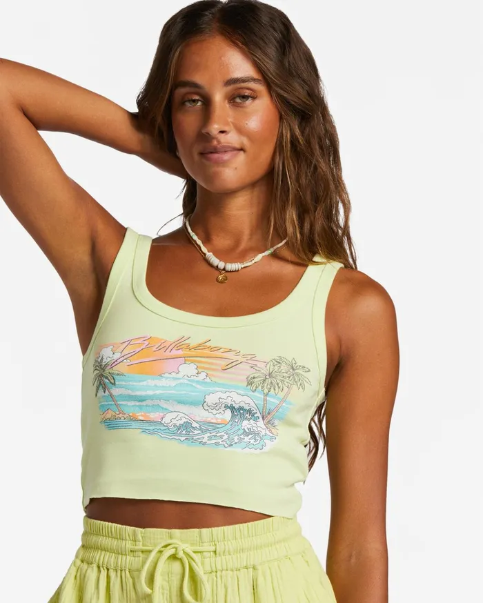 Billabong Just My Vibe Tank Top Light Lime Women Graphic Tees and Tanks Billabong Just My Vibe Tank Top Light Lime Women Graphic Tees and Tanks