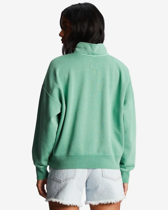 Billabong Lazy Mornings HalfZip Pullover Sweatshirt Sweet Grass Women Essentials Billabong Lazy Mornings HalfZip Pullover Sweatshirt Sweet Grass Women Essentials