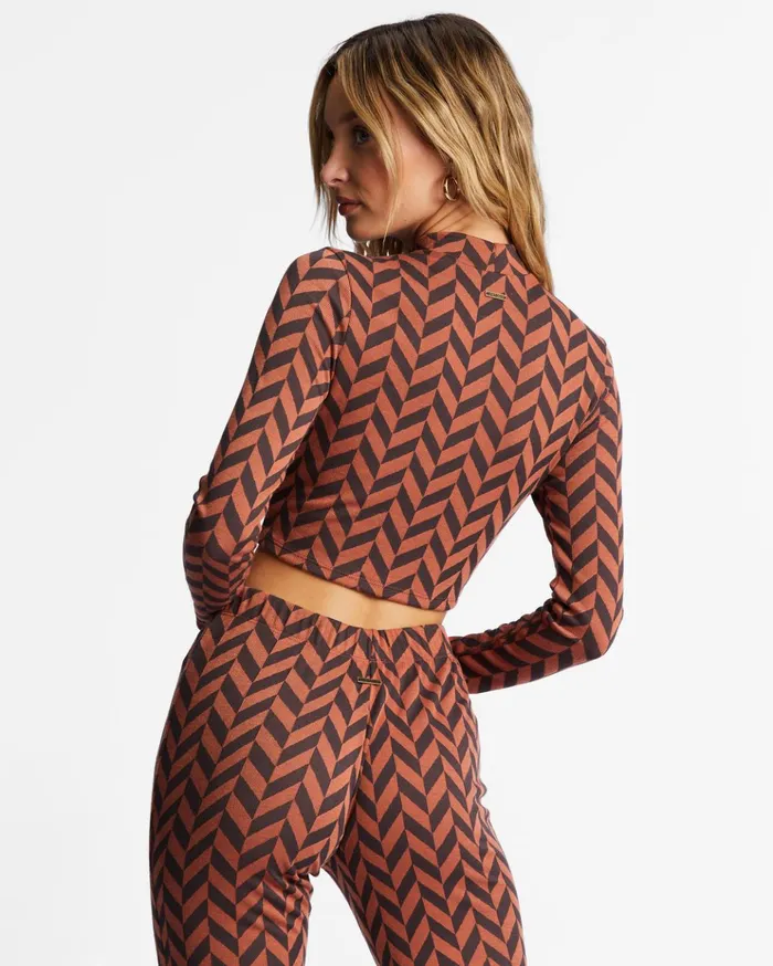 Billabong New Heights Long Sleeve Mock Neck Top Brick Women Tops Billabong New Heights Long Sleeve Mock Neck Top Brick Women Tops